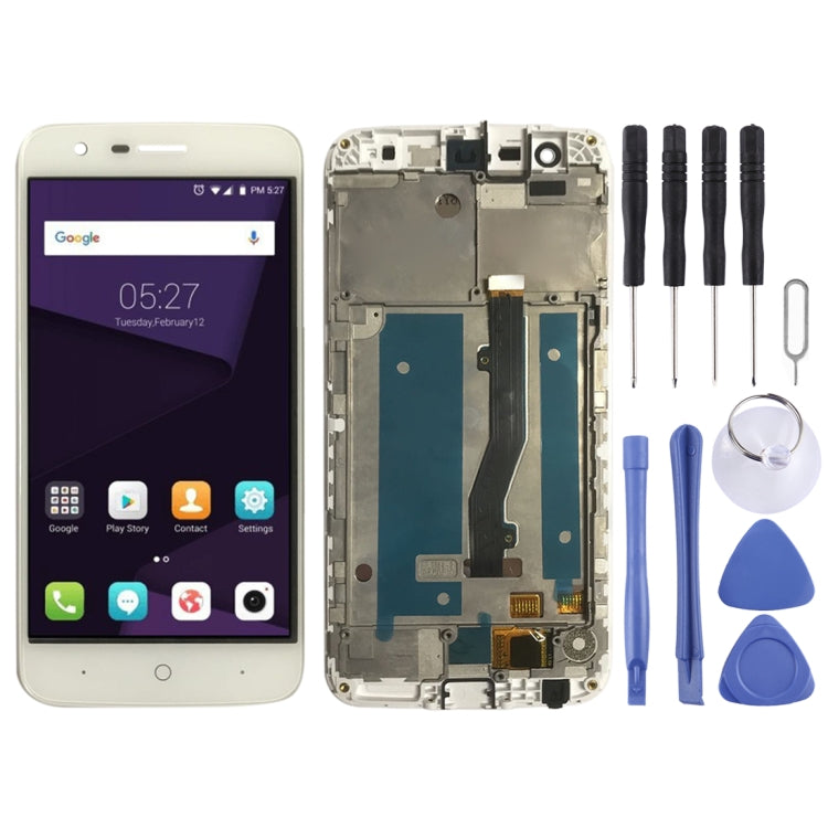 OEM LCD Screen for ZTE Blade V8 Lite  Digitizer Full Assembly with Frame���White)
