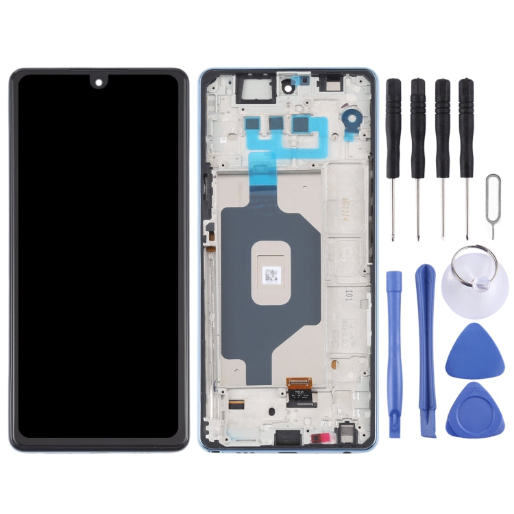Original LCD Screen for LG Stylo 6 / K71 LMQ730TM LM-Q730TM LMQ730HA LM-Q730HA Digitizer Full Assembly with Frame (Blue)