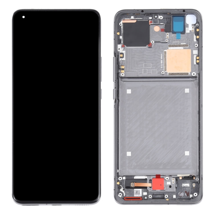 Original AMOLED Material LCD Screen and Digitizer Full Assembly With Frame for Xiaomi Mi 11 Ultra / Mi 11 Pro M2102K1G M2102K1C M2102K1AC(Black)