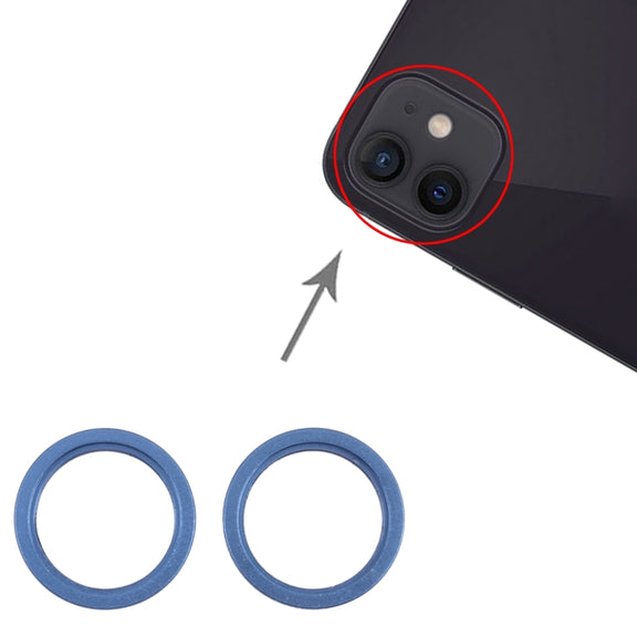 2 PCS Rear Camera Glass Lens Metal Outside Protector Hoop Ring for iPhone 13(Blue)