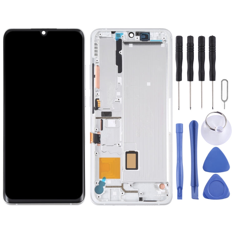 AMOLED LCD Screen for Xiaomi Mi Note 10 Lite M2002F4LG Digitizer Full Assembly with Frame(Silver)