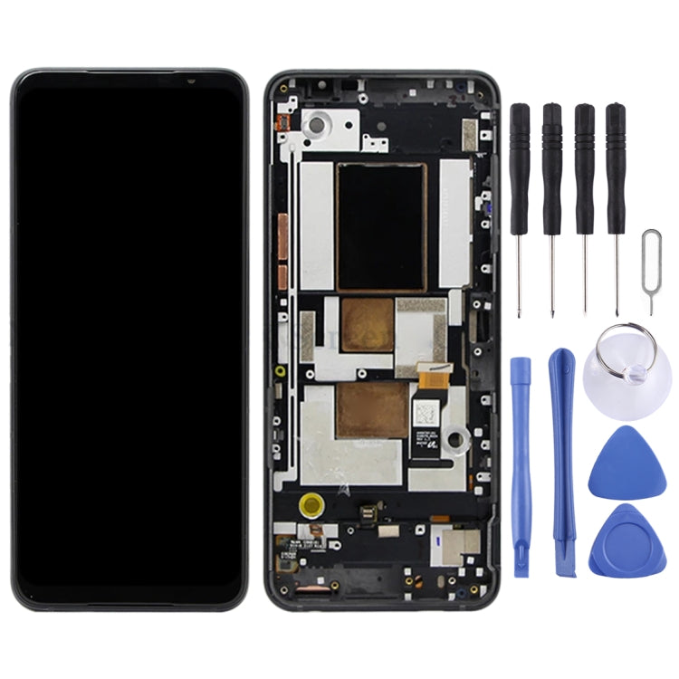 Original AMOLED LCD Screen for Asus ROG Phone 5 ZS673KS 1B048IN I005DB I005DA Digitizer Full Assembly with Frame���Black)