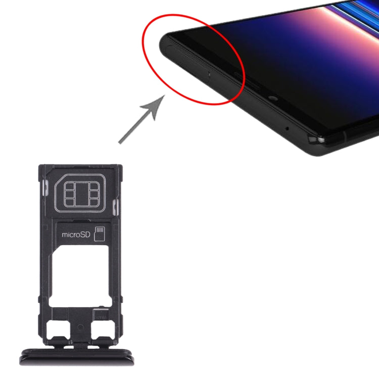 SIM Card Tray + Micro SD Card Tray for Sony Xperia 1 / Xperia XZ4 (Black)