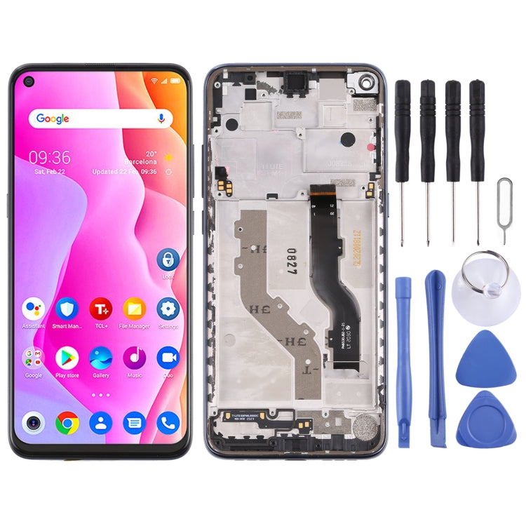 TFT LCD Screen for TCL 10L / 10 Lite T770H Digitizer Full Assembly with Frame (Black)