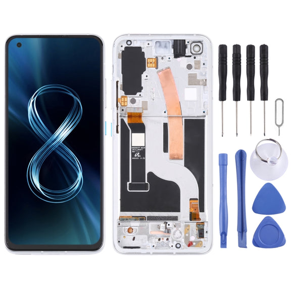 Original AMOLED LCD Screen for Asus Zenfone 8 ZS590KS Digitizer Full Assembly with Frame���Silver)