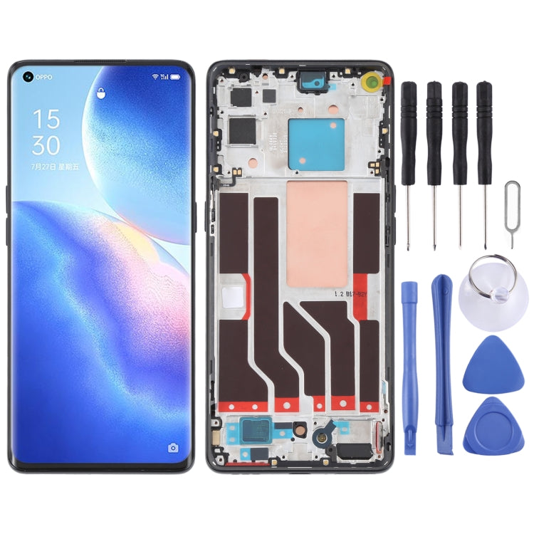 Original LCD Screen For OPPO Reno5 Pro 5G Digitizer Full Assembly with Frame (Black)