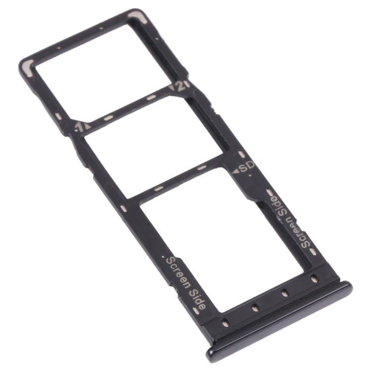 For Tecno Spark 6 KE7 SIM Card Tray + SIM Card Tray + Micro SD Card Tray (Black)