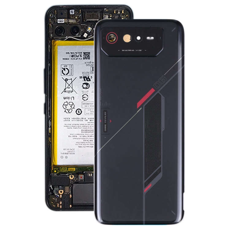 Glass Battery Back Cover for Asus ROG Phone 6 AI2201-C AI2201-F(Black)