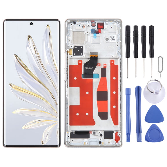 Original LCD Screen For Honor 70 Digitizer Full Assembly with Frame(Gold)
