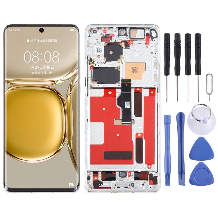Original LCD Screen For Huawei P50 Pro Digitizer Full Assembly with Frame(Silver)