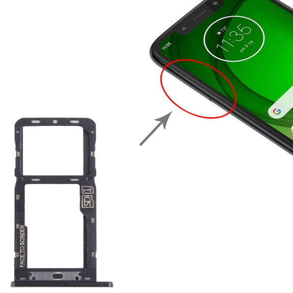 For Motorola Moto G7 Power SIM Card Tray + Micro SD Card Tray (Black)