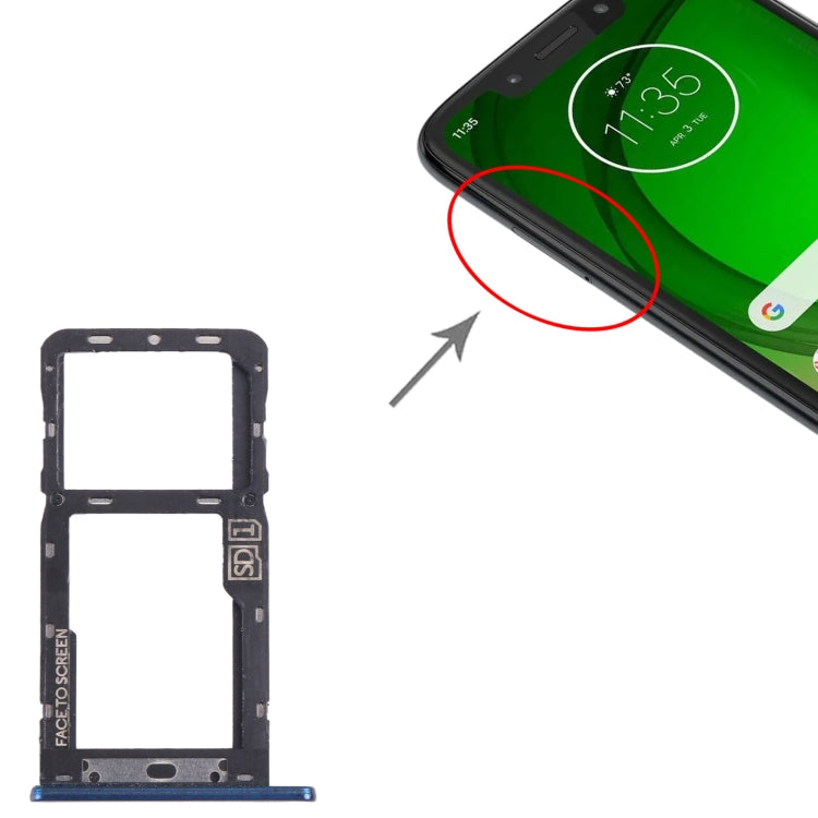 For Motorola Moto G7 Power SIM Card Tray + Micro SD Card Tray (Blue)