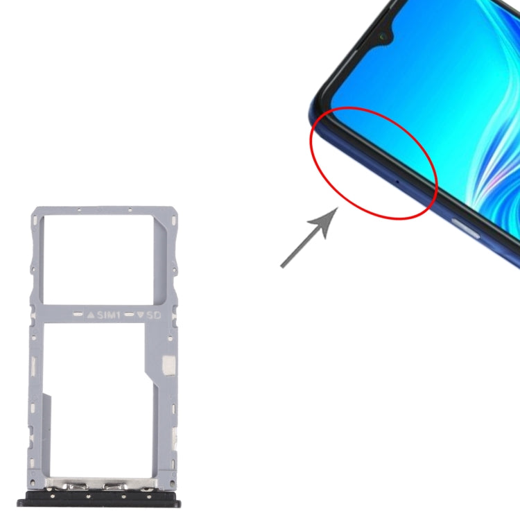 For TCL 20E Original SIM Card Tray + Micro SD Card Tray (Black)