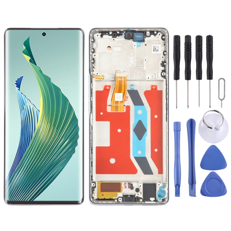 For Honor Magic5 Lite Original LCD Screen Digitizer Full Assembly with Frame (Silver)