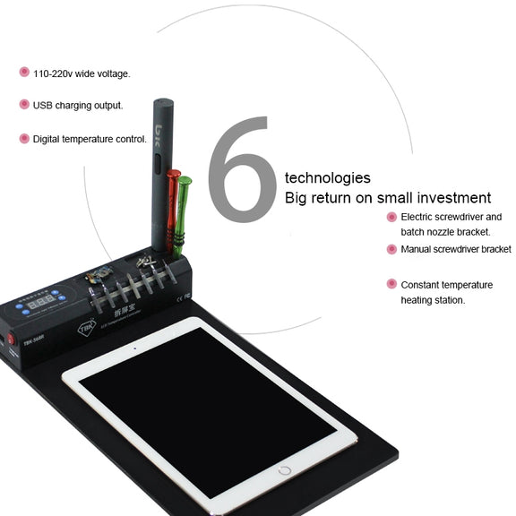 TBK-568R 220V Vacuum LCD Temperature Controller Touch Screen Glass Separator Machine with Multi-function Storage Box