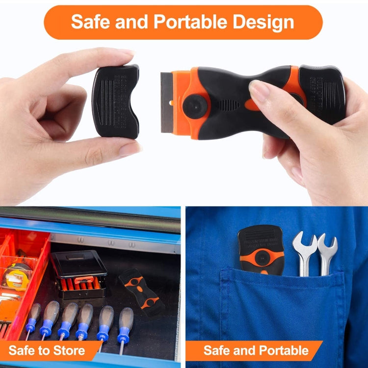 Double Headed Scraper Blade Glue Squeegee Remover Cleaner Tool (Orange)