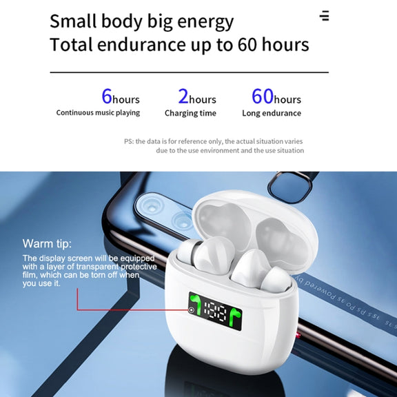 J3 Pro TWS Hifi Wireless Bluetooth 5.2 Earphone LED Display Water-resistant Sports Gaming Headset Noise Earbuds(Black)
