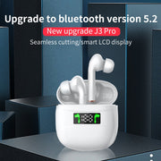 J3 Pro TWS Hifi Wireless Bluetooth 5.2 Earphone LED Display Water-resistant Sports Gaming Headset Noise Earbuds(White)