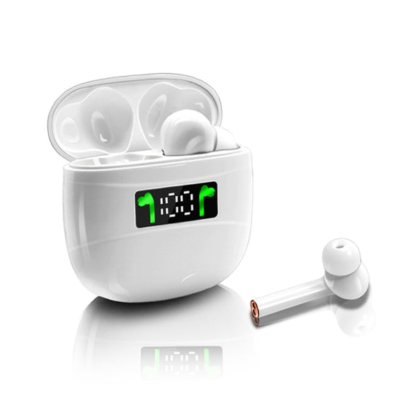 J3 Pro TWS Hifi Wireless Bluetooth 5.2 Earphone LED Display Water-resistant Sports Gaming Headset Noise Earbuds(White)