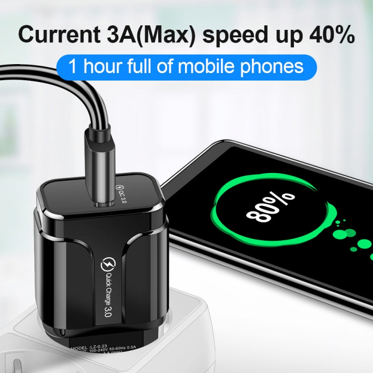 Portable QC3.0 18W USB Port Universal Quick Charging Charger, US Plug(Black)