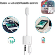 ZS-KL21804 2 in 1 8 Pin to 3.5mm Audio + 8 Pin Charging Interface, Earphone Adapter, Suitable for All IOS Systems