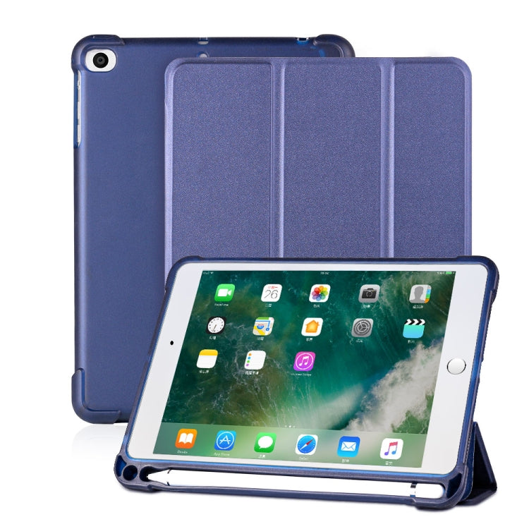 For iPad mini 5 / mini 4 / mini 3 / mini 2 / mini 3-folding Litchi Texture Horizontal Flip PU Leather + Shockproof TPU Case with Holder & Pen Slot(Red)