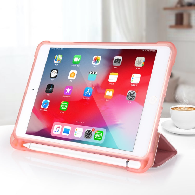 For iPad mini 5 / mini 4 / mini 3 / mini 2 / mini 3-folding Litchi Texture Horizontal Flip PU Leather + Shockproof TPU Case with Holder & Pen Slot(Red)
