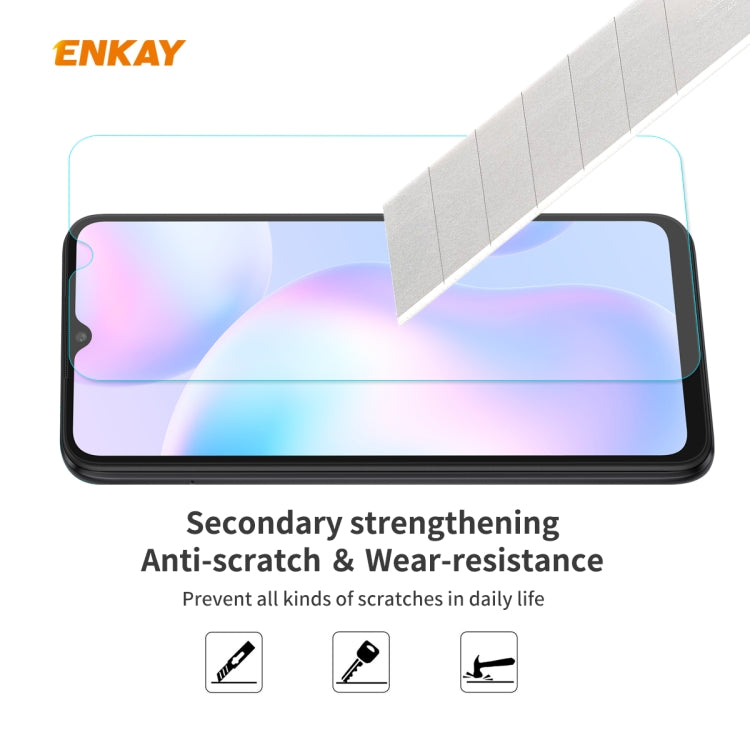 For Redmi 9 / 9A / 9C 2 PCS ENKAY Hat-Prince 0.26mm 9H 2.5D Curved Edge Tempered Glass Film