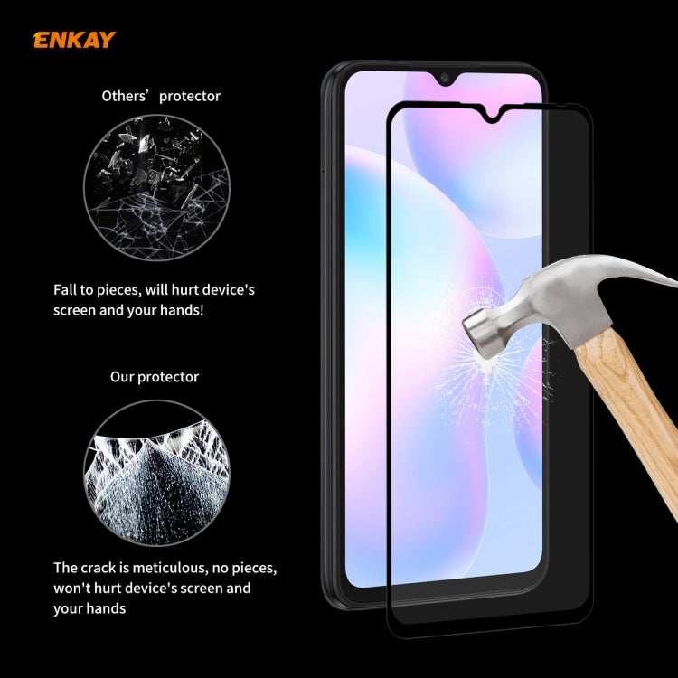 For Redmi 9 / 9A / 9C 10 PCS ENKAY Hat-Prince Full Glue 0.26mm 9H 2.5D Tempered Glass Full Coverage Film