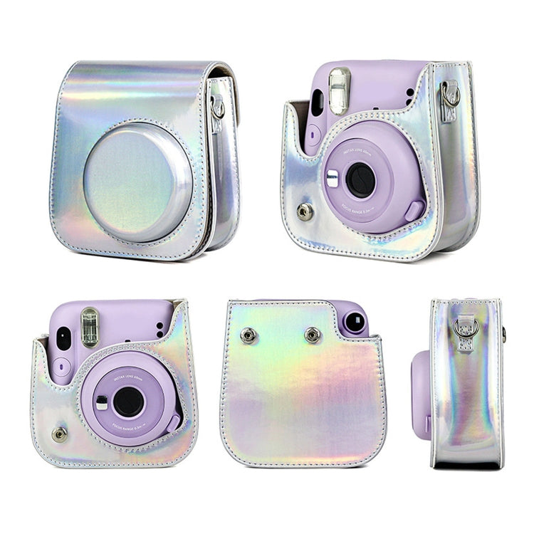 Richwell Portable Aurora  PU Leather Camera Case Camera Bag with Shoulder Strap, Suitable for Fujifilm Instax Mini 11(Silver)