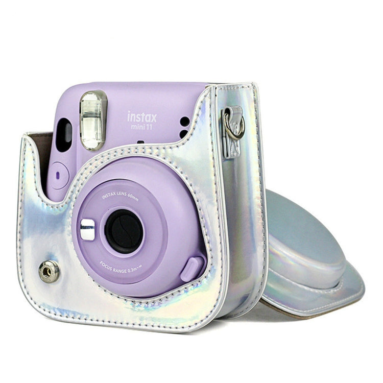 Richwell Portable Aurora  PU Leather Camera Case Camera Bag with Shoulder Strap, Suitable for Fujifilm Instax Mini 11(Silver)
