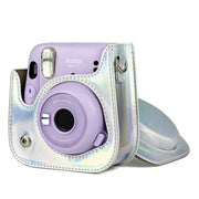 Richwell Portable Aurora  PU Leather Camera Case Camera Bag with Shoulder Strap, Suitable for Fujifilm Instax Mini 11(Silver)