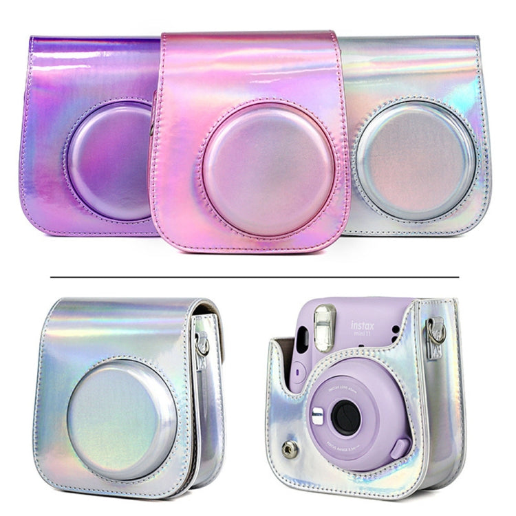 Richwell Portable Aurora  PU Leather Camera Case Camera Bag with Shoulder Strap, Suitable for Fujifilm Instax Mini 11(Silver)