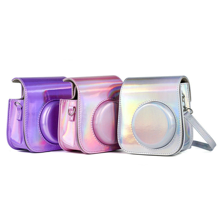Richwell Portable Aurora  PU Leather Camera Case Camera Bag with Shoulder Strap, Suitable for Fujifilm Instax Mini 11(Silver)