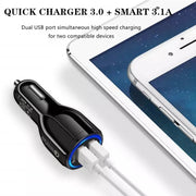 Qc3.0 Dual USB 6A Vehicle Fast Charger / Mobile Phone Tablet Fast Charging(Black)