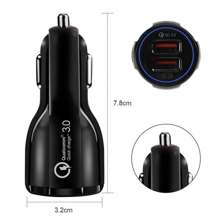 Qc3.0 Dual USB 6A Vehicle Fast Charger / Mobile Phone Tablet Fast Charging(White)