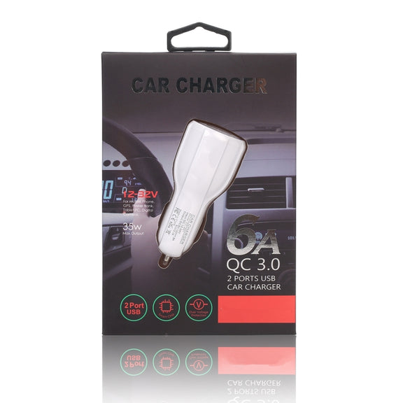 LZ-681 QC3.0 Dual USB Car Charging + Type-C Fast Charging Cable Car Charging Kit(White)