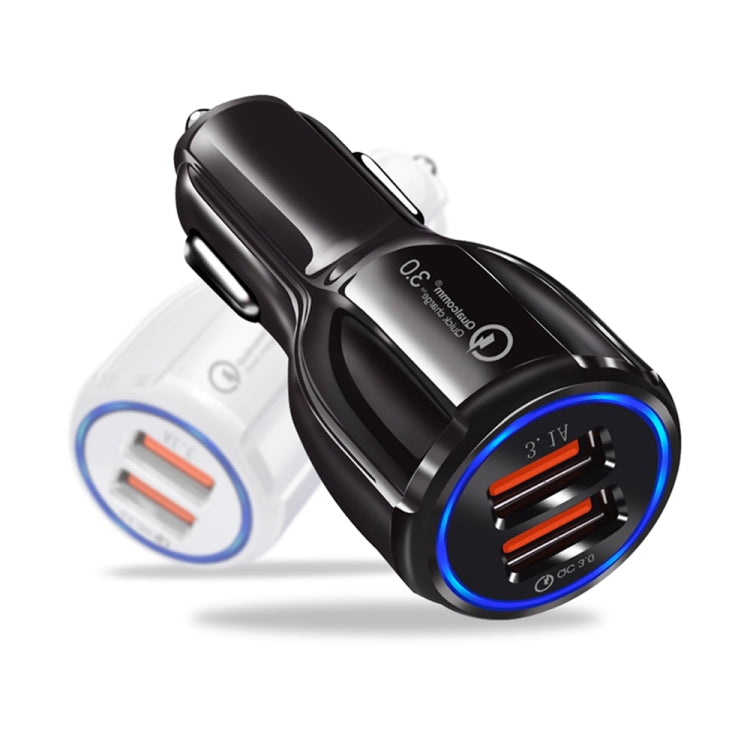 LZ-681 QC3.0 Dual USB Car Charging + Type-C Fast Charging Cable Car Charging Kit(White)