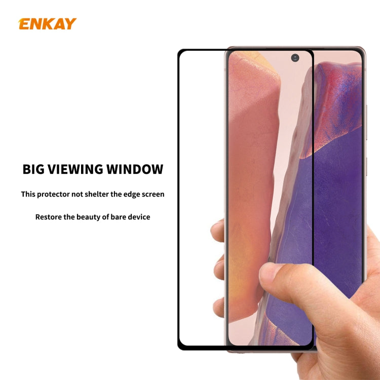 For Samsung Galaxy Note20 2pcs ENKAY Full Glue 0.2mm 9H 2.5D Tempered Glass Full Film, Support Fingerprint Unlock