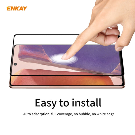 For Samsung Galaxy Note20 2pcs ENKAY Full Glue 0.2mm 9H 2.5D Tempered Glass Full Film, Support Fingerprint Unlock