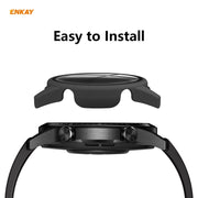 For Huawei Watch GT 2 46mm ENKAY Hat-Prince ENK-AC8202 Full Coverage PC Frosted Case + 9H Tempered Glass Protector(Black) - Watch Cases by ENKAY