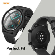 For Huawei Watch GT 2 46mm ENKAY Hat-Prince ENK-AC8202 Full Coverage PC Frosted Case + 9H Tempered Glass Protector(Black) - Watch Cases by ENKAY