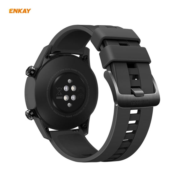 For Huawei Watch GT 2 46mm ENKAY Hat-Prince ENK-AC8202 Full Coverage PC Frosted Case + 9H Tempered Glass Protector(Black) - Watch Cases by ENKAY