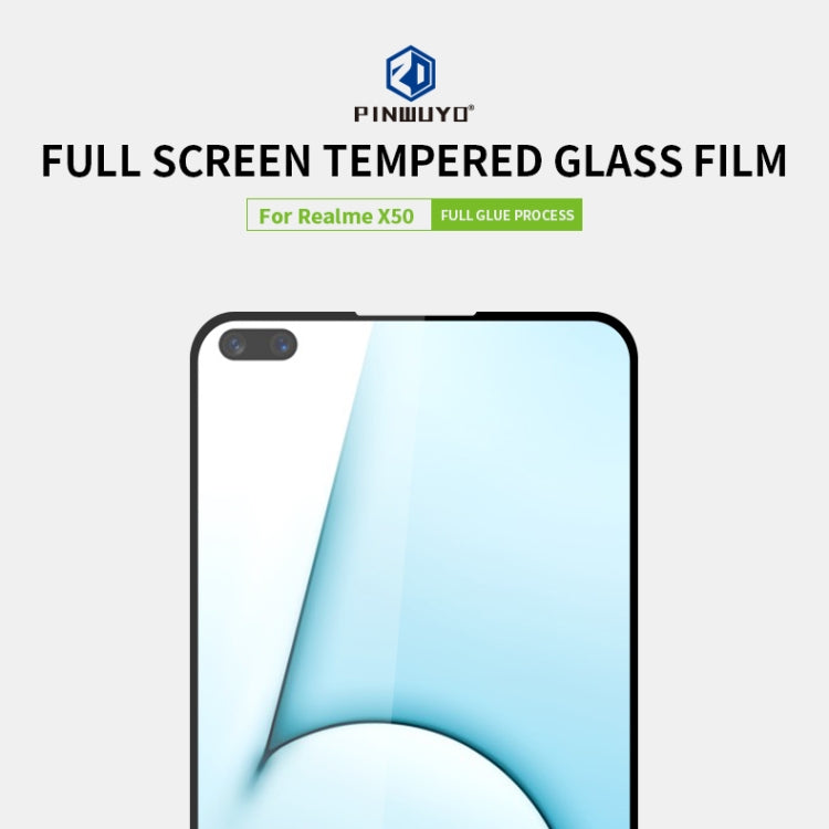 For OPPO Realme X50 PINWUYO 9H 2.5D Full Screen Tempered Glass Film(Black)