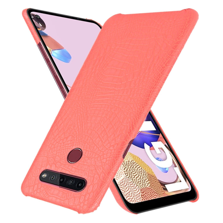 For LG K51S Shockproof Crocodile Texture PC + PU Case(Red)