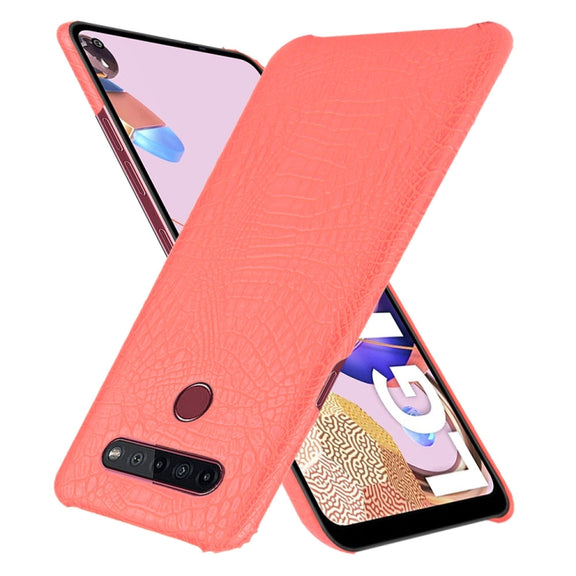 For LG K51S Shockproof Crocodile Texture PC + PU Case(Red)
