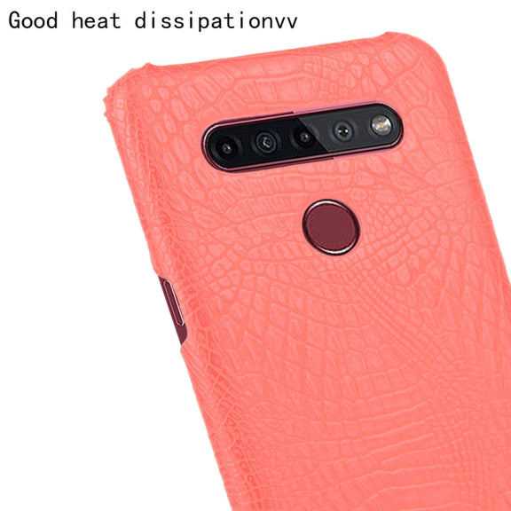 For LG K51S Shockproof Crocodile Texture PC + PU Case(Red)