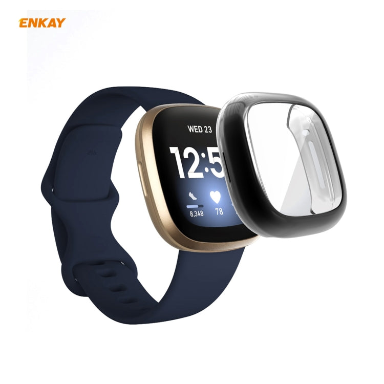 For Fitbit Versa 3 / Fitbit Sense ENKAY Hat-Prince ENK-AC8208 Full Coverage Electroplate TPU Soft Case(Black)