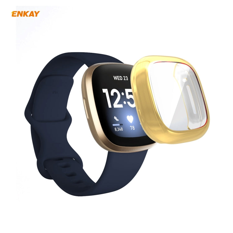 For Fitbit Versa 3 / Fitbit Sense ENKAY Hat-Prince ENK-AC8208 Full Coverage Electroplate TPU Soft Case(Gold)