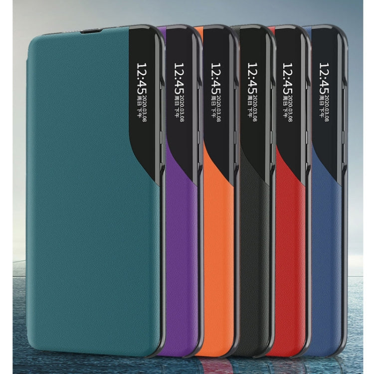 For Galaxy  Note 20 Ultra Side Display Magnetic Shockproof Horizontal Flip Leather Case with Holder(Green)